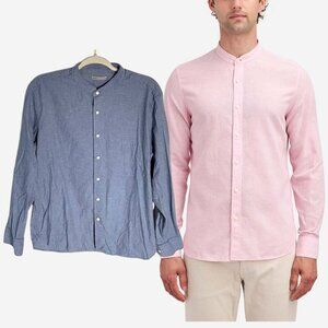 ONS Blue Aleks Linen Cotton Shirt Size Large 47828